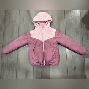 Puma Pink Hooded Puffer Jacket with Gold Logo